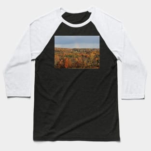 Fall Rainbow Over Hillside at Mill Road Baseball T-Shirt